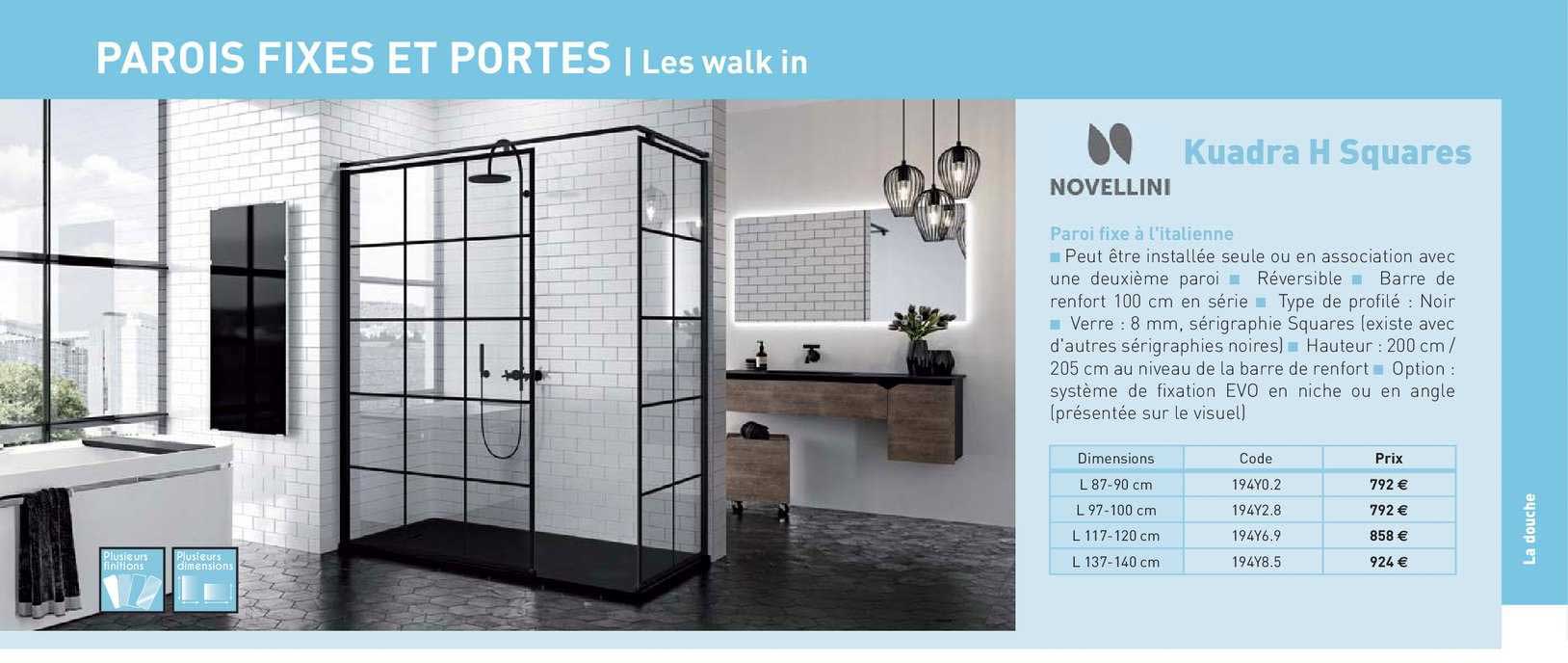 paroi fixe à l'italienne