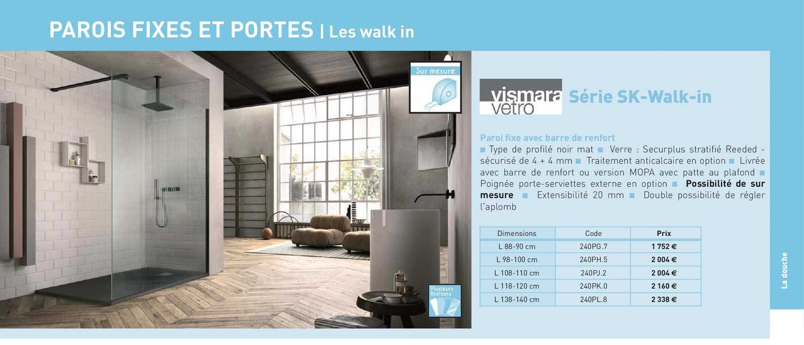 paroi fixe avec barre de renfort