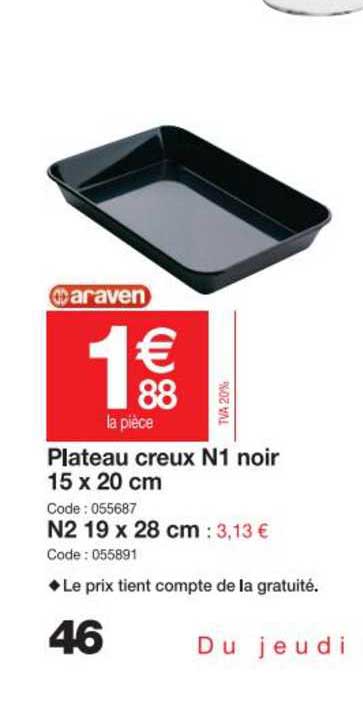 plateau creux n°1 noir 15 x 20 cm, n°2 19 x 28 cm