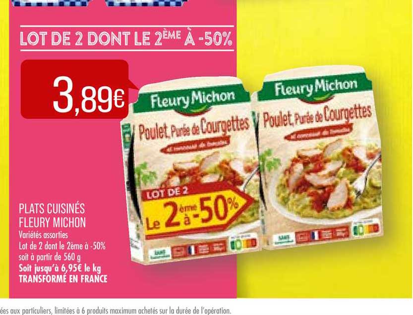 plats cuisinés fleury michon le 2ème à -50%