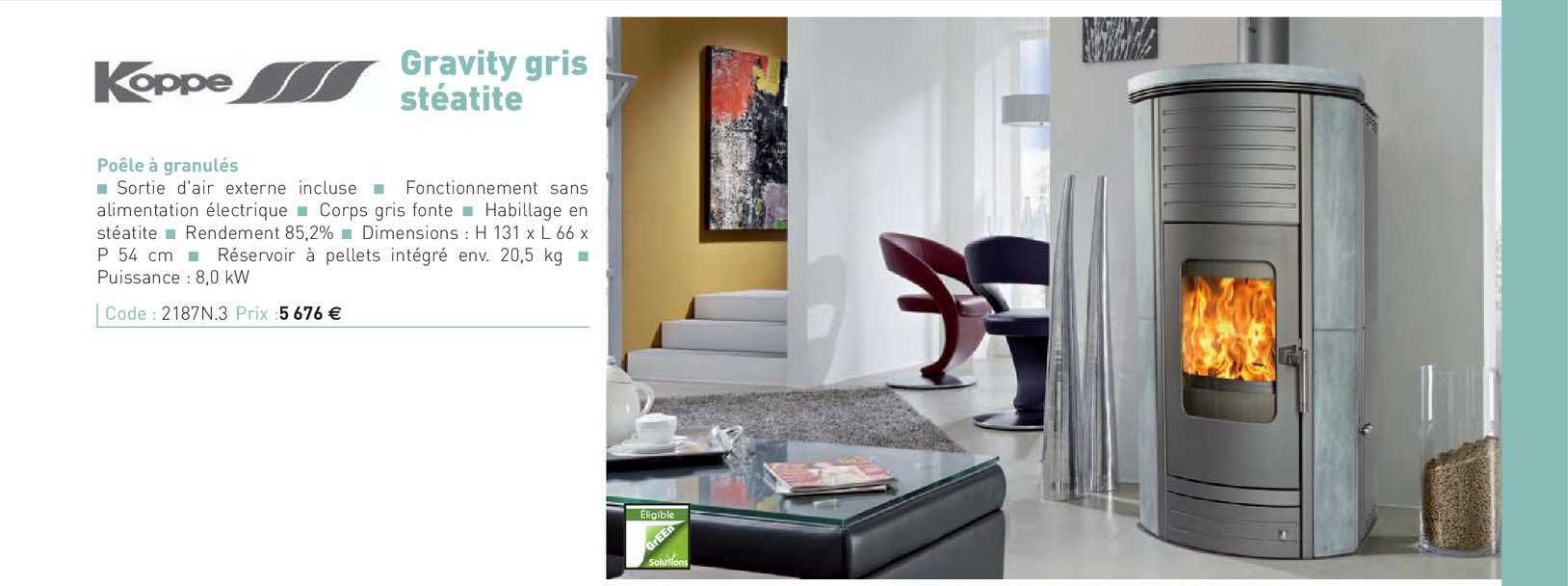 Poêle à Granulés Gravity Gris Stéatite