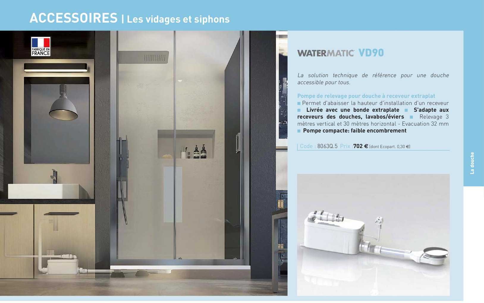 pompe de relevage pour douche à receveur extraplat