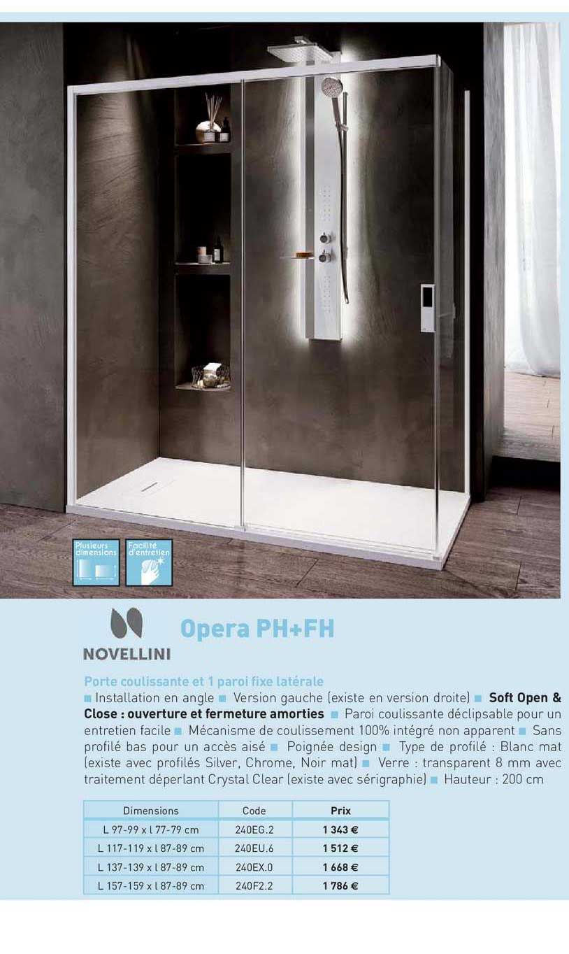 porte coulissante et 1 paroi fixe latérale