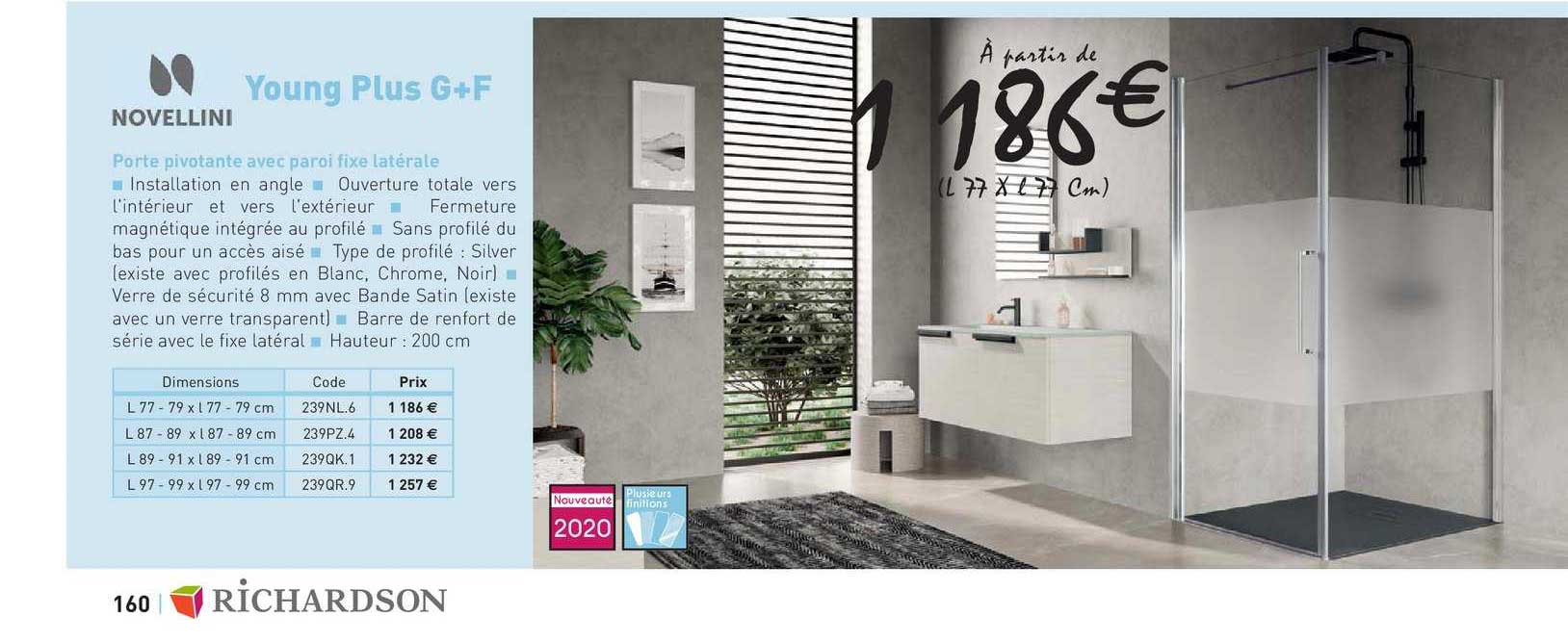 porte pivotante avec paroi fixe latérale