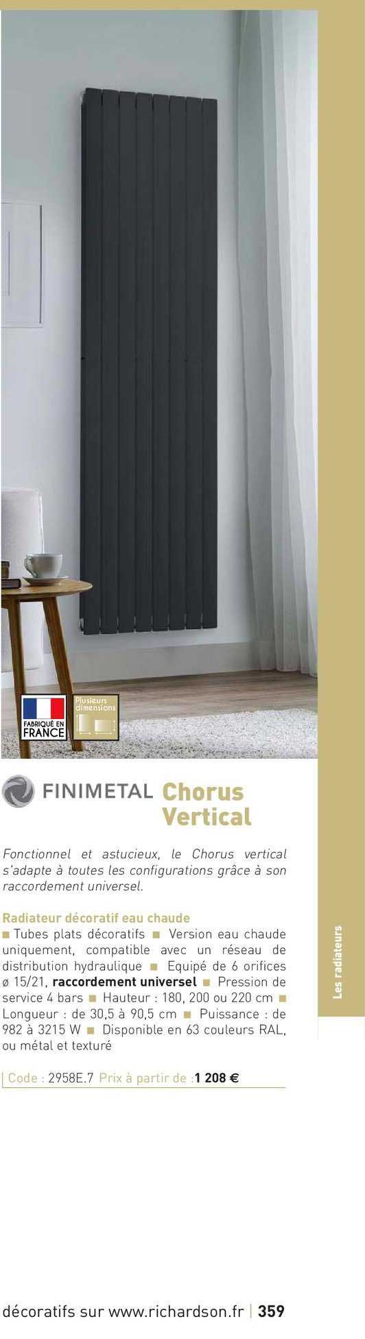 radiateur décoratif eau chaude chorus vertical