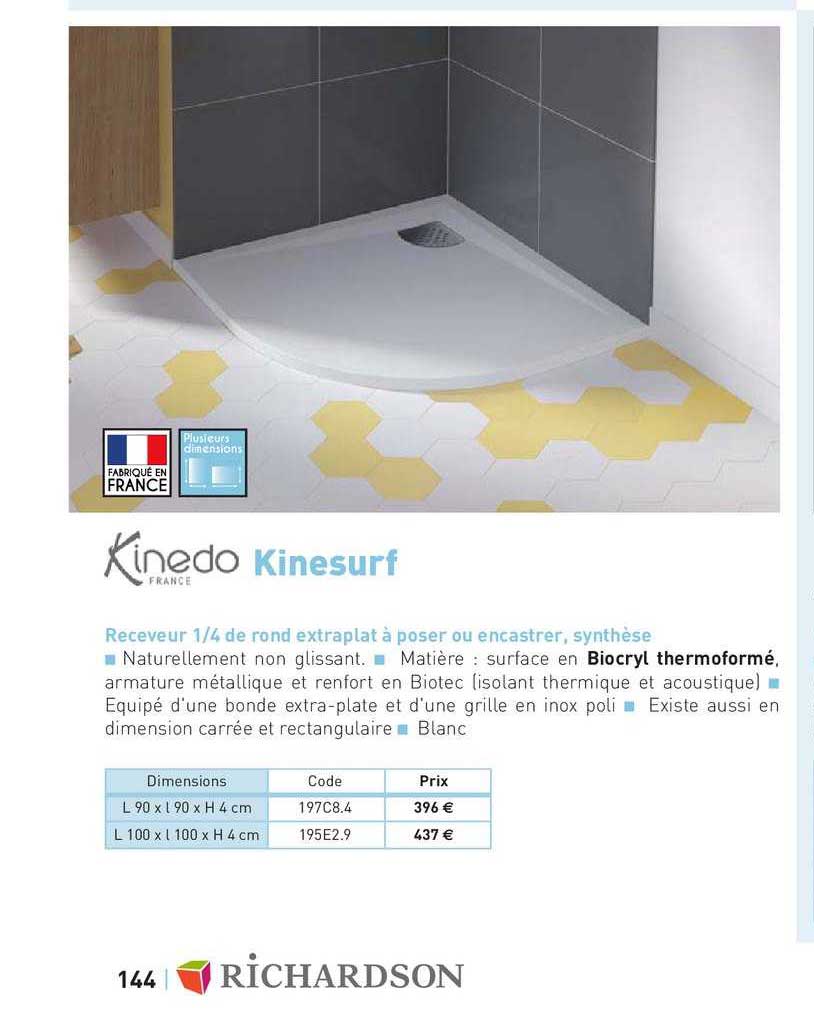 receveur 1-4 de rond extraplat à poser ou encastrer, synthèse