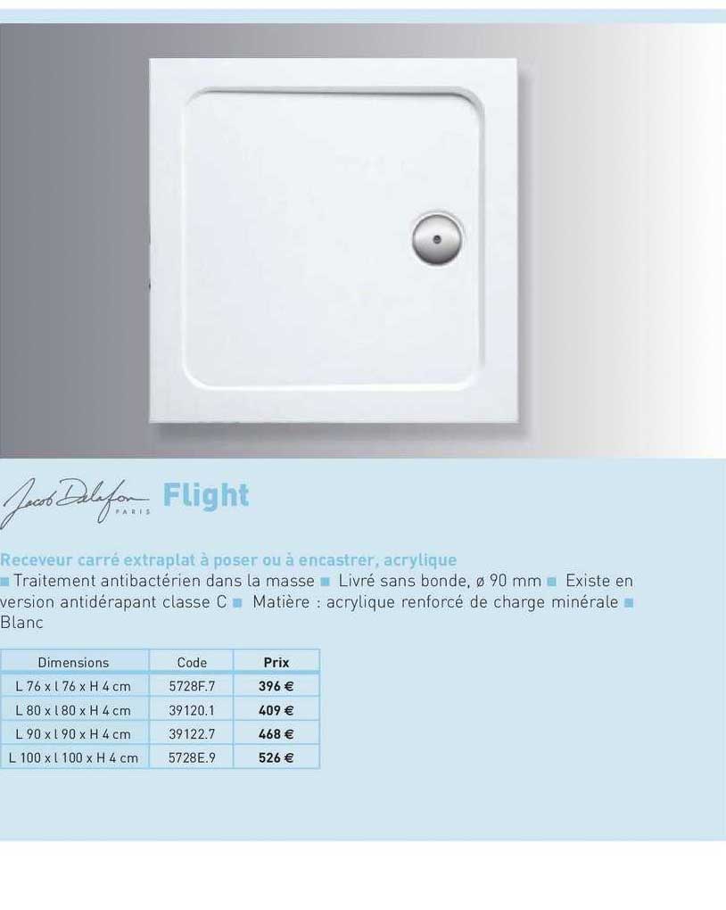 receveur carré extraplat à poser ou à encastrer, acrylique