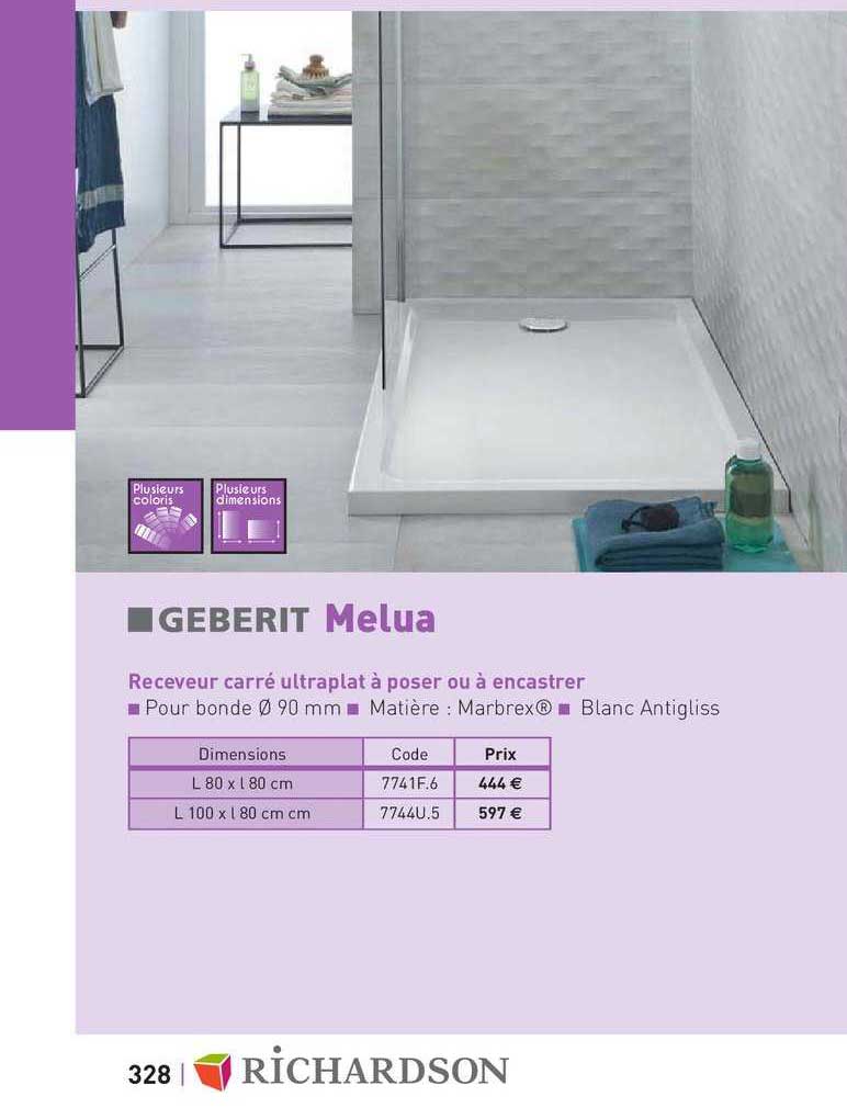 receveur carré ultraplat à poser ou à encastrer melua