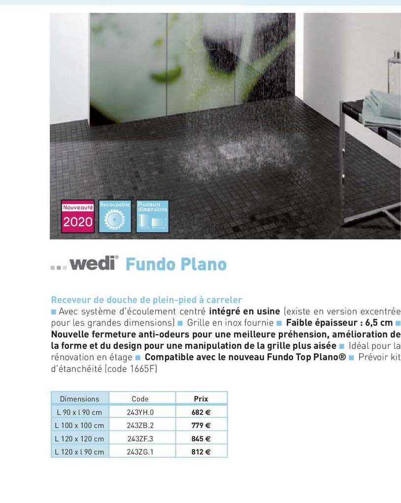 receveur de douche de plein-pied à carreler