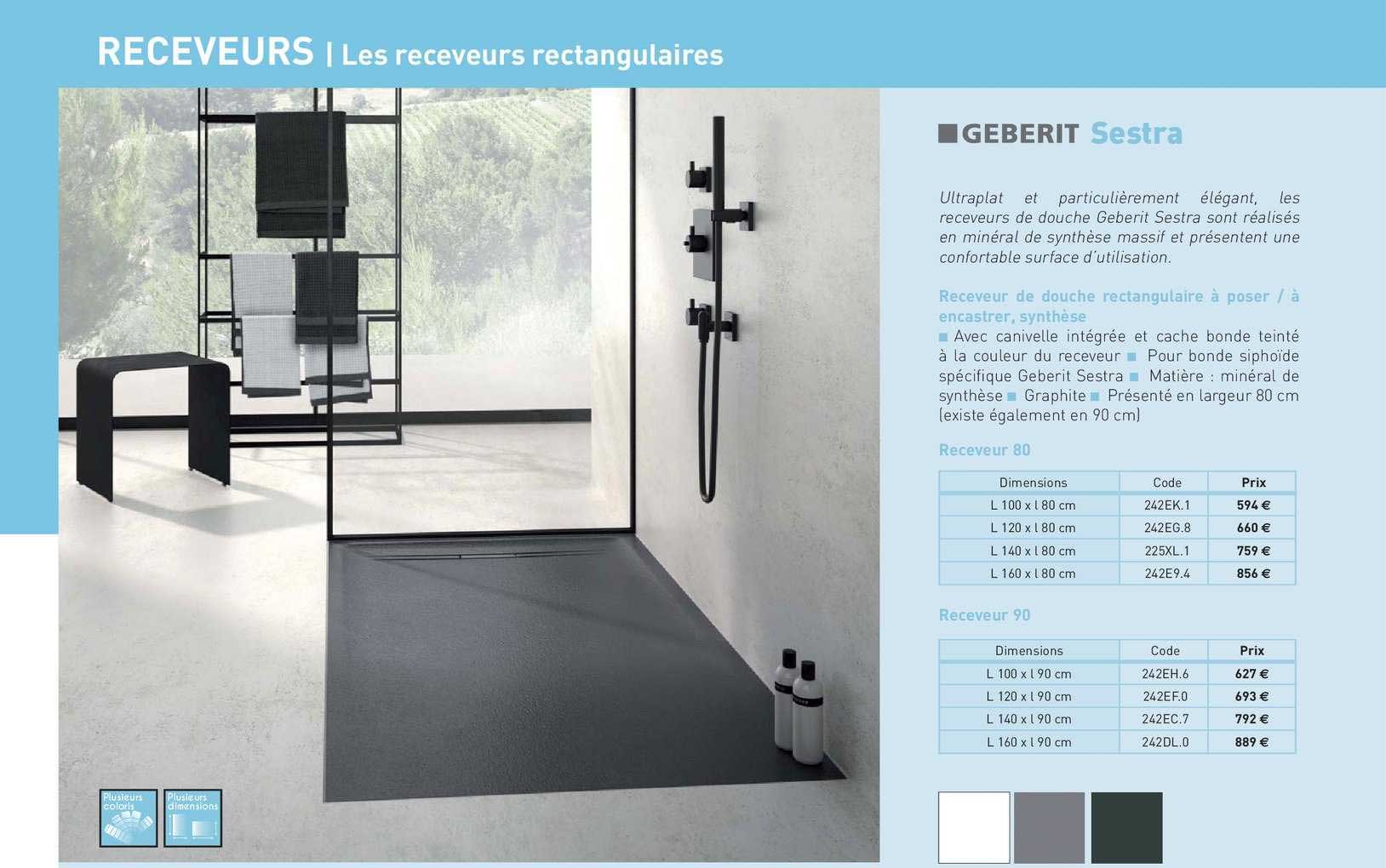 receveur de douche rectangulaire à poser - à encaster - synthèse