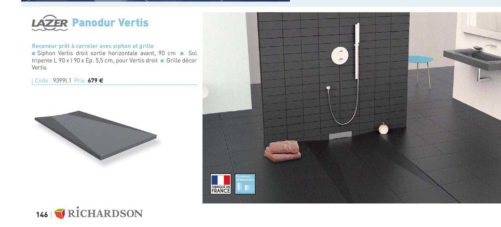 receveur prêt à carreler  avec siphon et grille