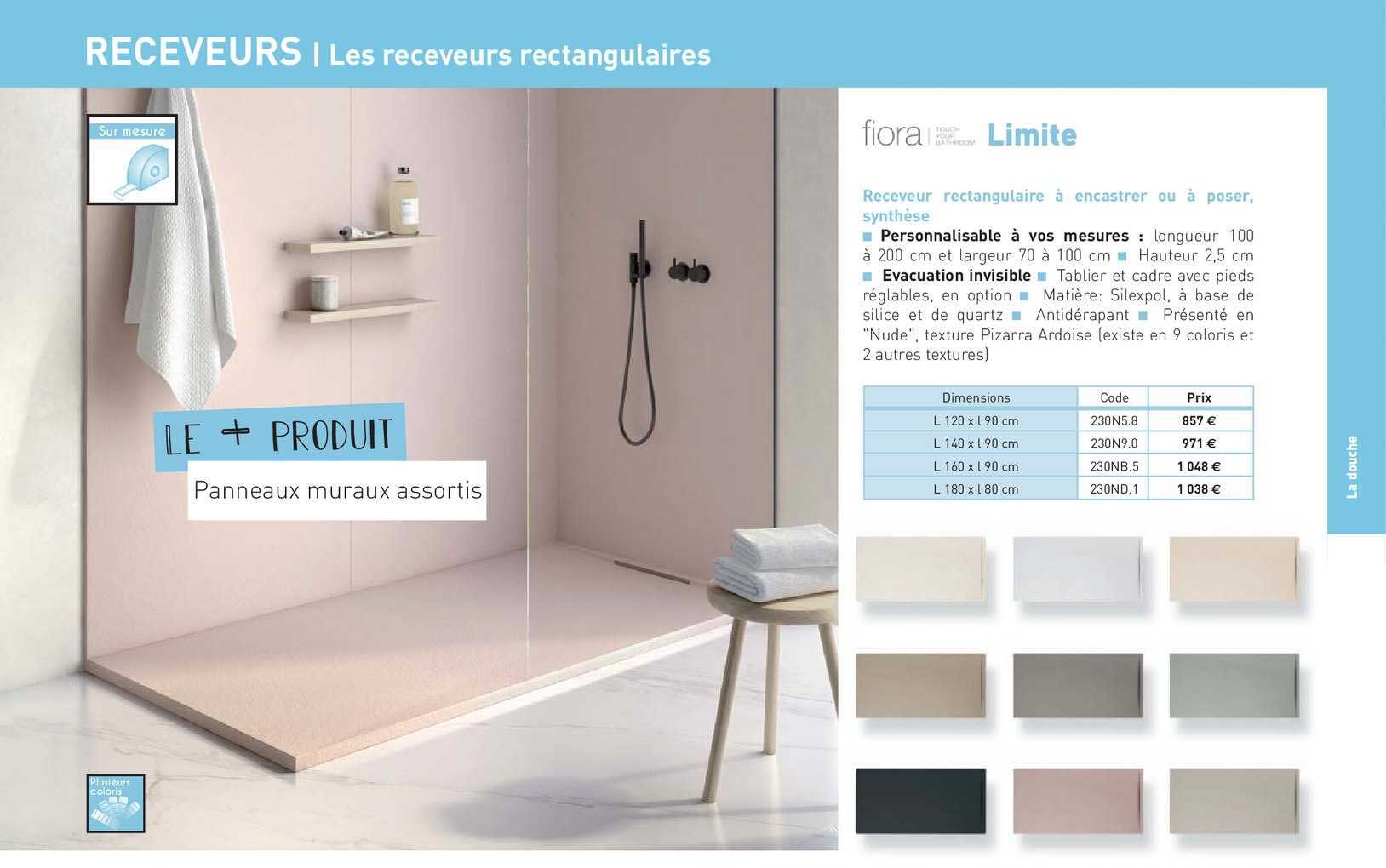 receveur rectangulaire à encastrer ou à poser, synthèse