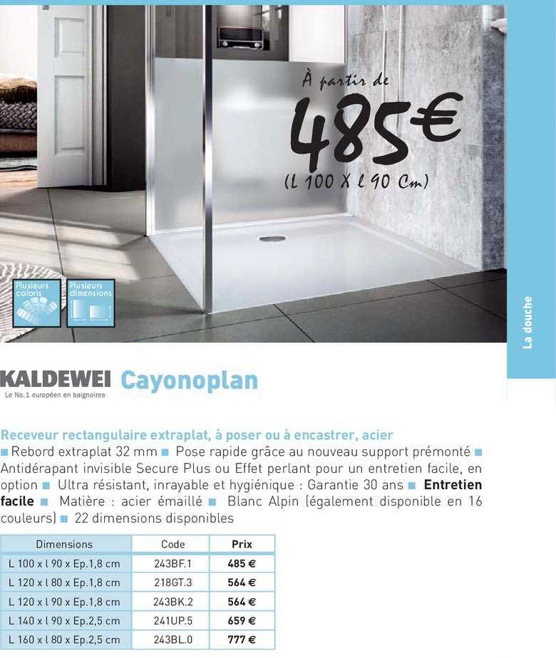 receveur rectangulaire extraplat, à poser ou à encastrer, acier