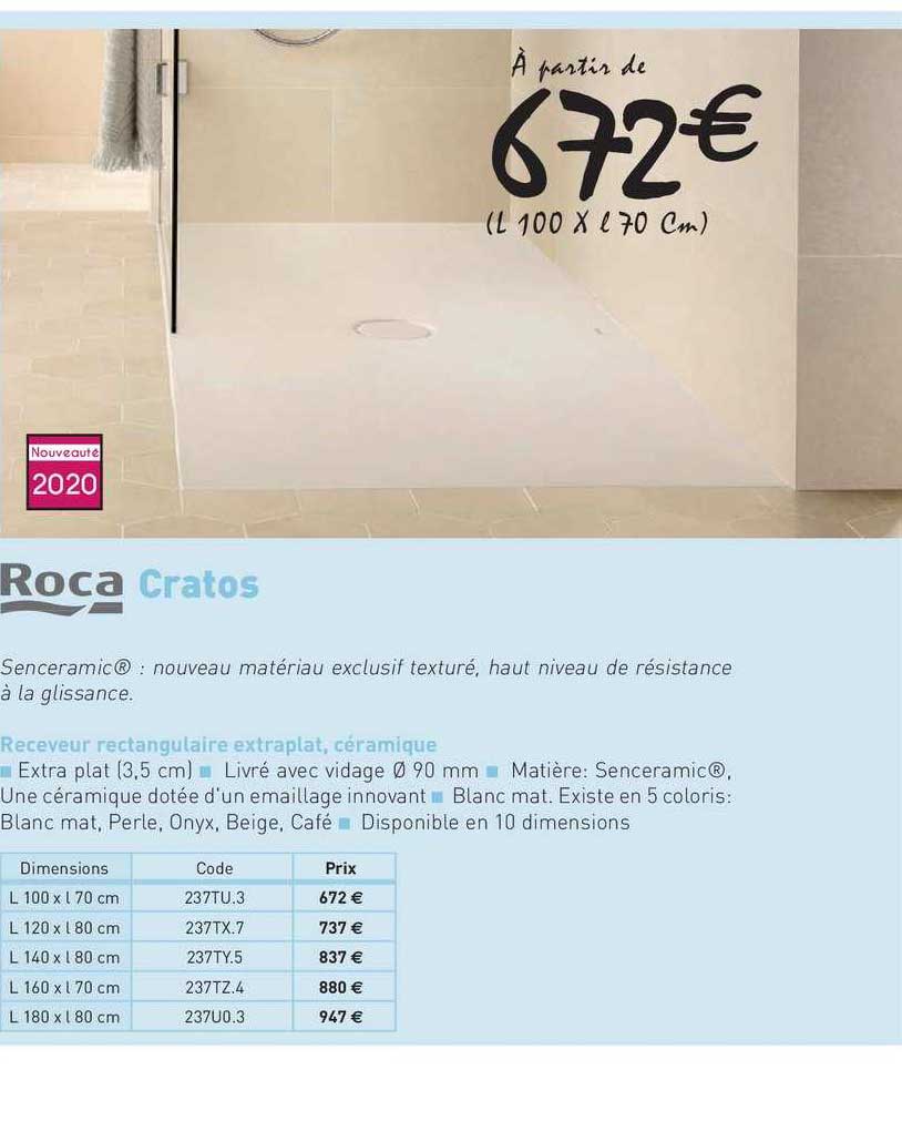 receveur rectangulaire extraplat, céramique