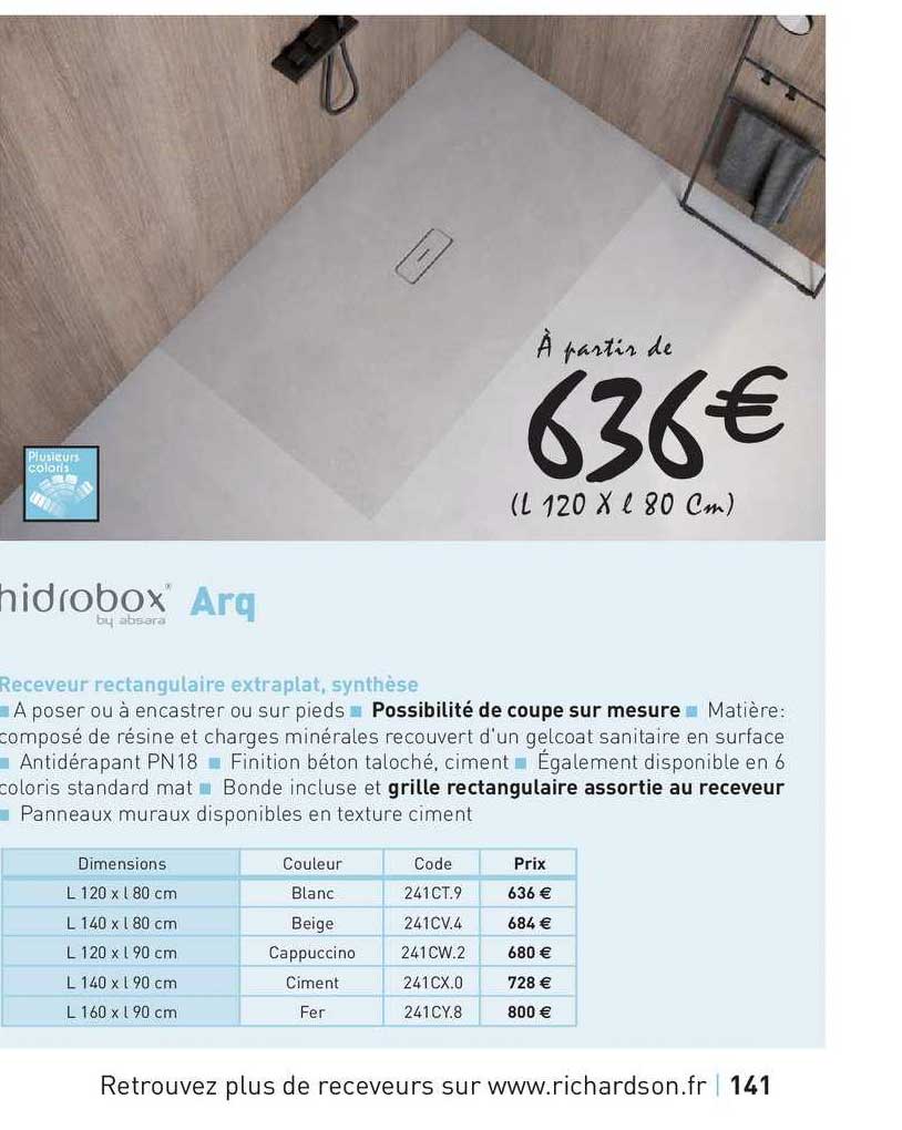 receveur rectangulaire extraplat, synthèse