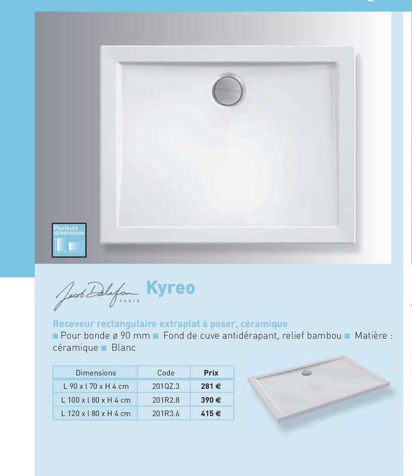 receveur rectangulaire extraplat à poser, céramique