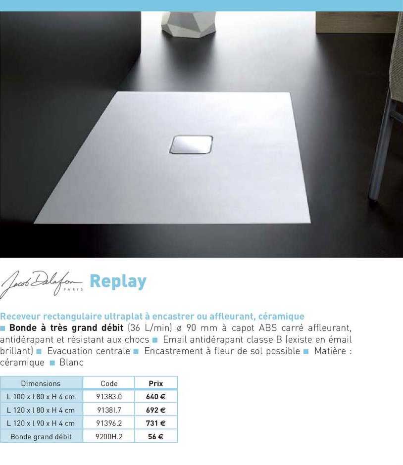 receveur rectangulaire ultraplat à encastrer ou affleurant, céramique