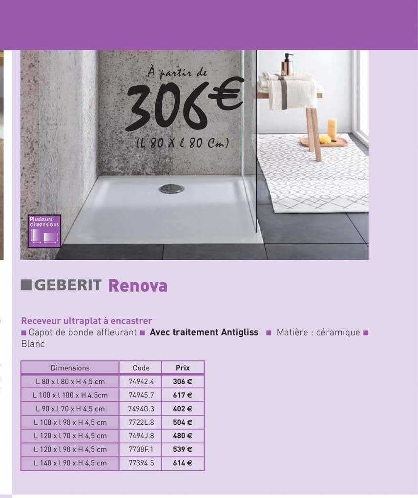 receveur ultraplat à encastrer renova