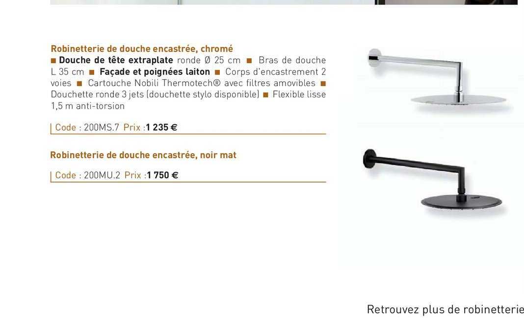 robinetterie de douche encastrée