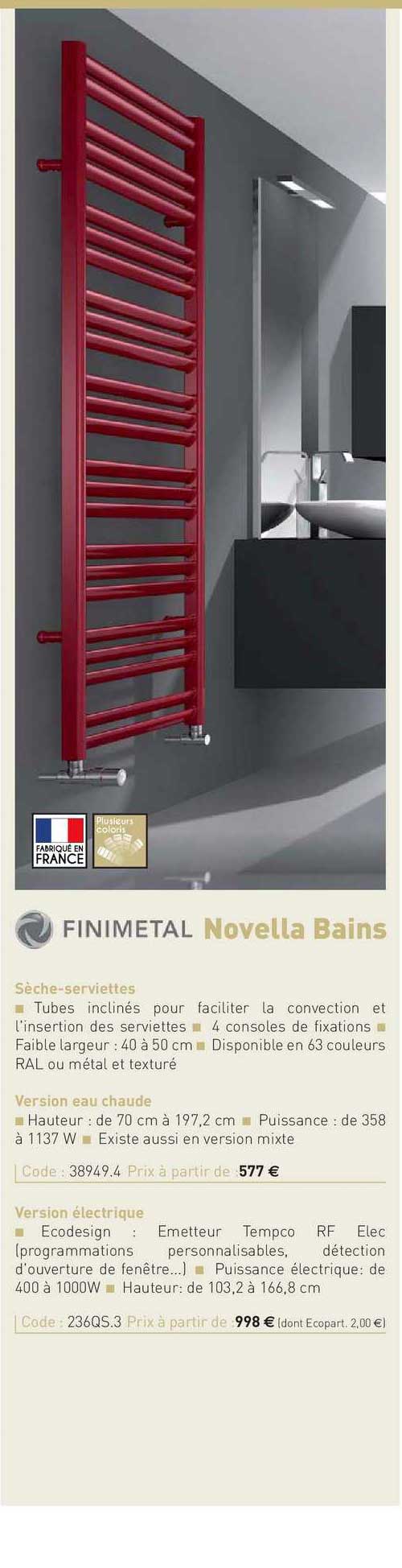 sèche-serviette novella bains