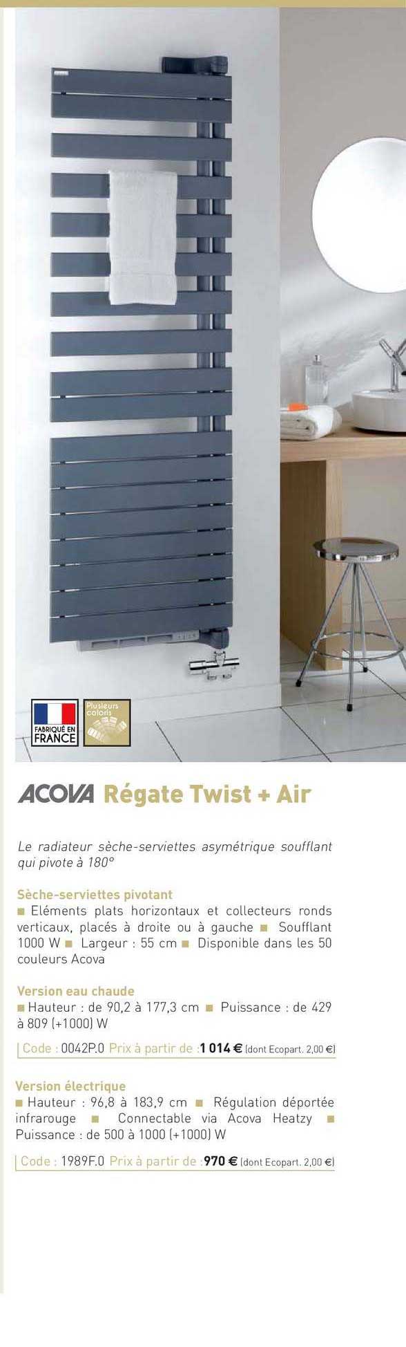 Sèche-serviette Pivotant Régate Twist + Air Acova