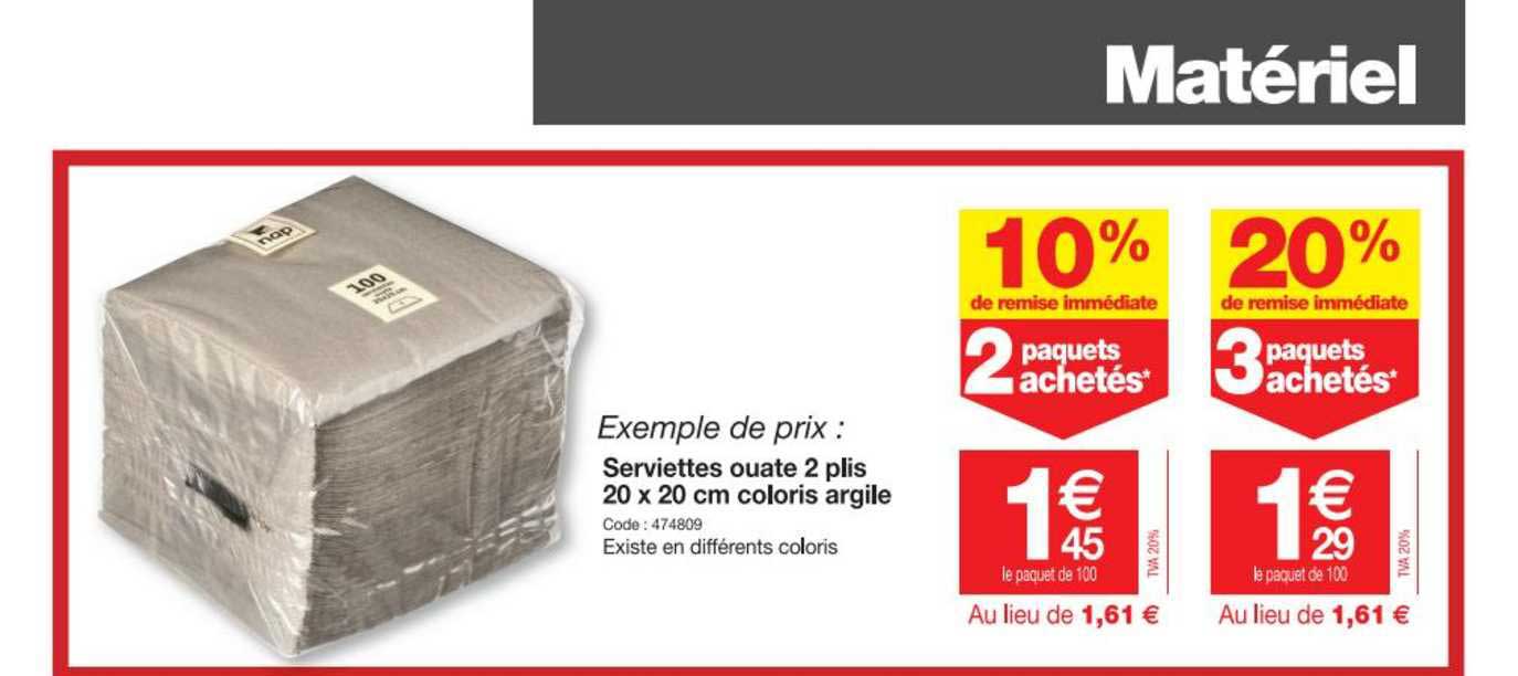 serviettes ouat 2 plis 20 x 20 cm coloris argile