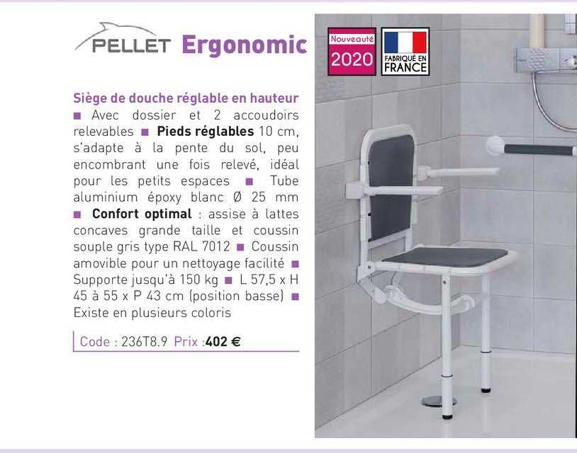 siège de douche réglable en hauteur ergonomic