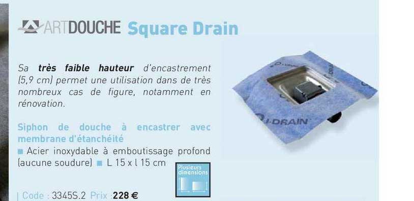 siphon de douche à encastrer avec membrane d'étanchéité