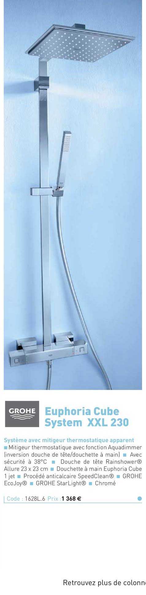 system avec mitigeur thermostatique apparent