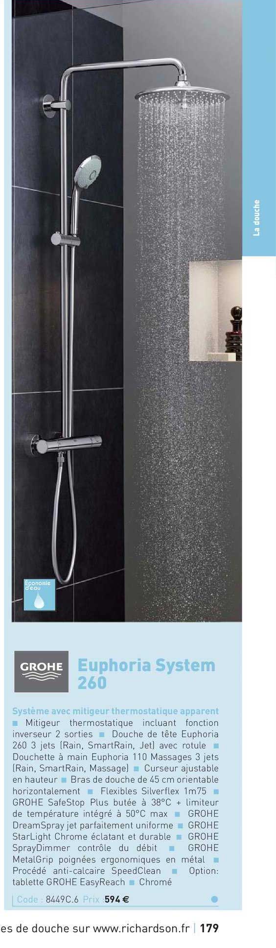 système avec mitigeur thermostatique apparent