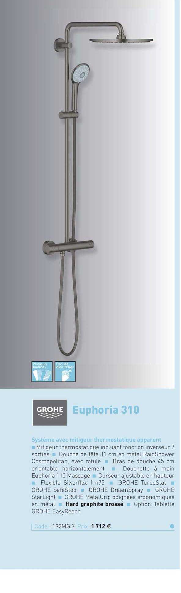 système avec mitigeur thermostatique apparent