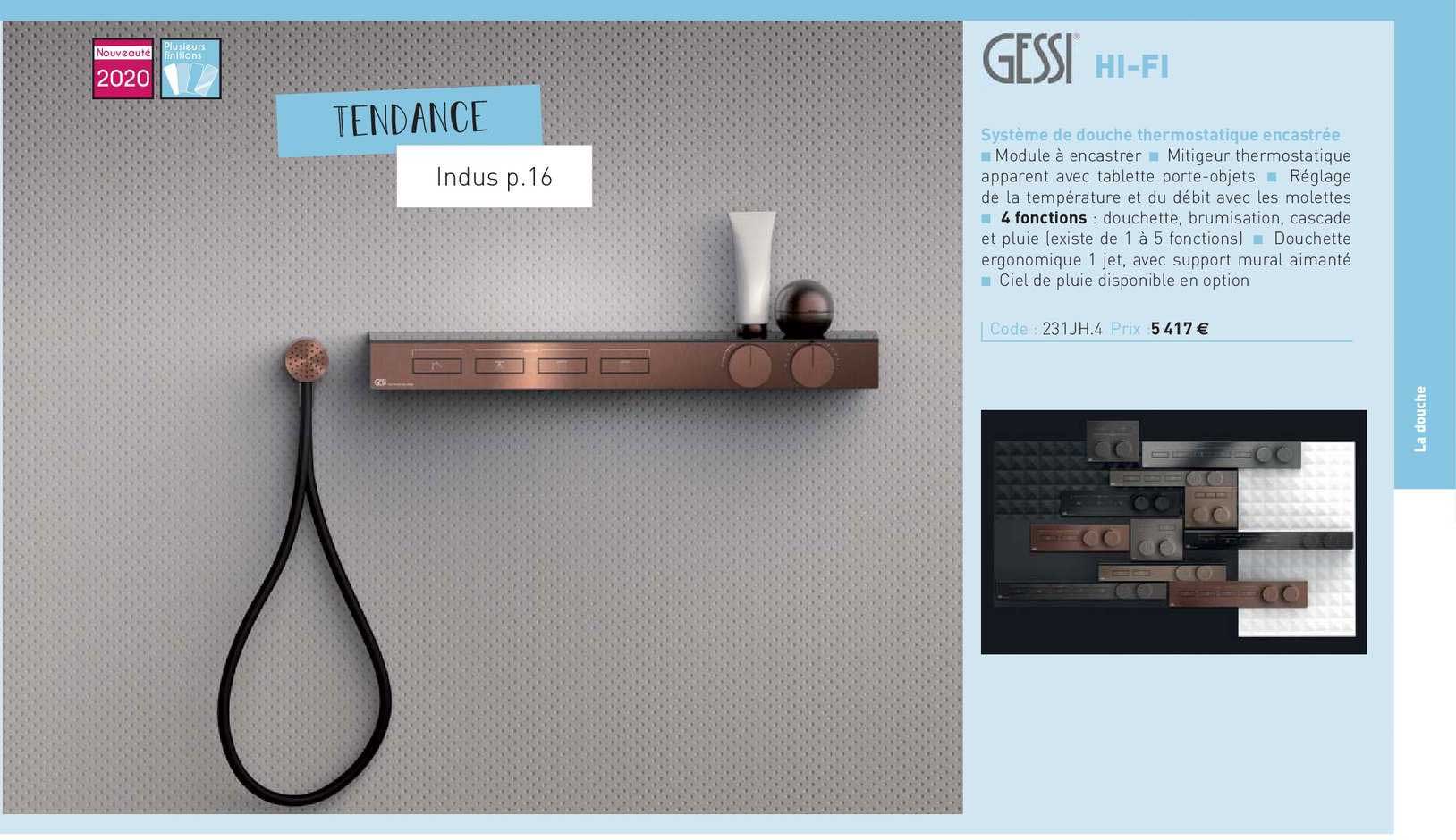 système de douche thérmostatique encastrée