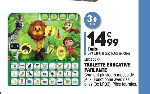 tablette éducative parlante lexibook