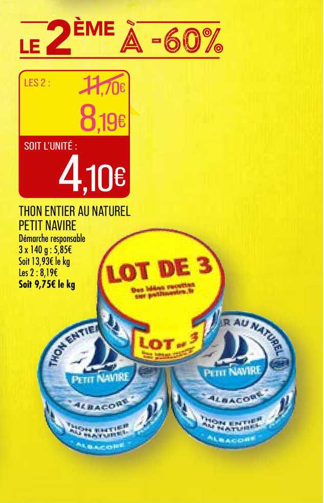 Thon Entier Au Naturel Petit Navire Le 2ème à -60%