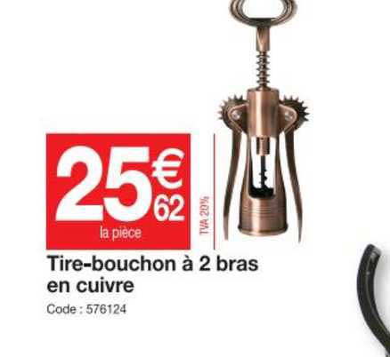 tire-bouchon à 2 bras en cuivre
