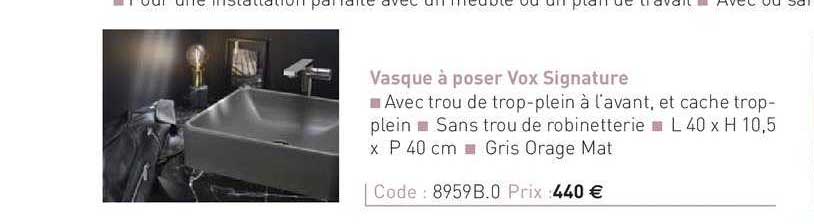 vasque à poser vox signature