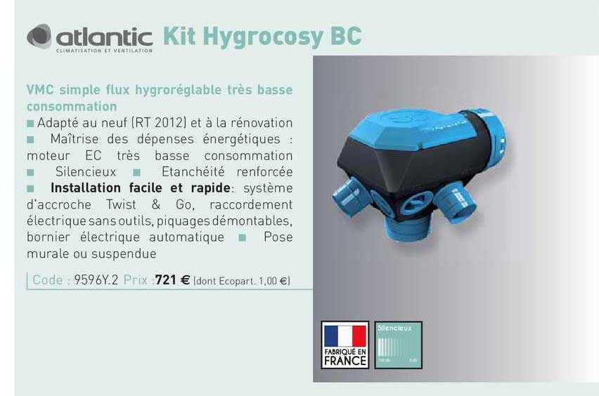 vmc simple flux hygroréglable très basse consommation kit hygrocosy bc