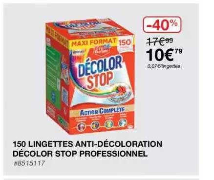 150 lingettes anti-décoloration décolor stop professionnel