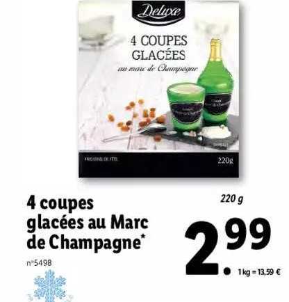 4 coupes glacées au marc de champagne deluxe