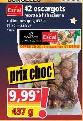 42 escargots recette à l'alsacienne escal