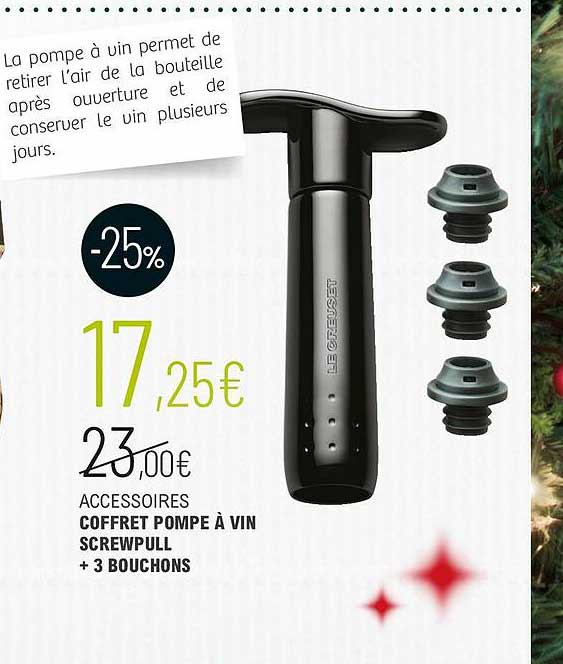 Accessoires Coffret Pompe à Vin Screwpull + 3 Bouchons