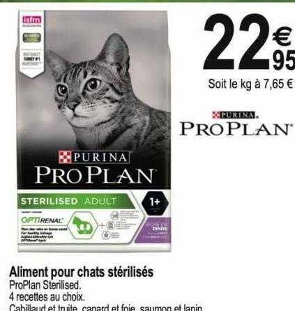 aliment pour chats stérilisés pruna pro plan
