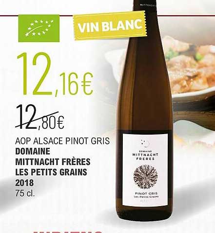 aop alsace pinot gris domaine mittnacht frères les petits grains 2018