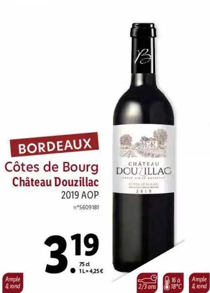 Bordeaux Côtes De Bourg Château Douzillac 2019 Aop