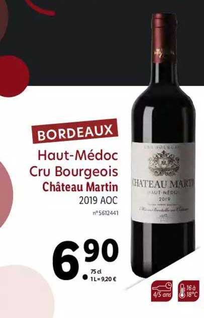 bordeaux haut-médoc cru bourgeois château martin 2019 aoc