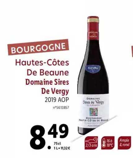 bourgogne hautes-côtes de beaune domaine sires de vergy 2019 aop