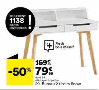 Bureau 2 Tiroirs Snow