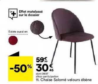 chaise salomé velours ébène