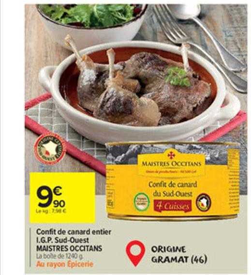 confit de canard entier i.g.p. sud-ouest maistres occitans