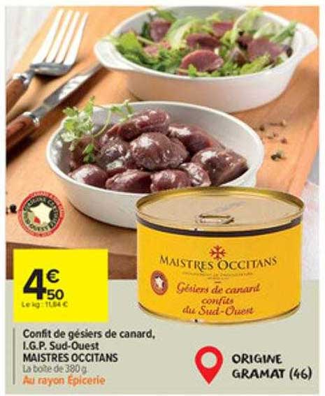 confit de gésiers de canard, i.g.p. sud-ouest maistres occitans